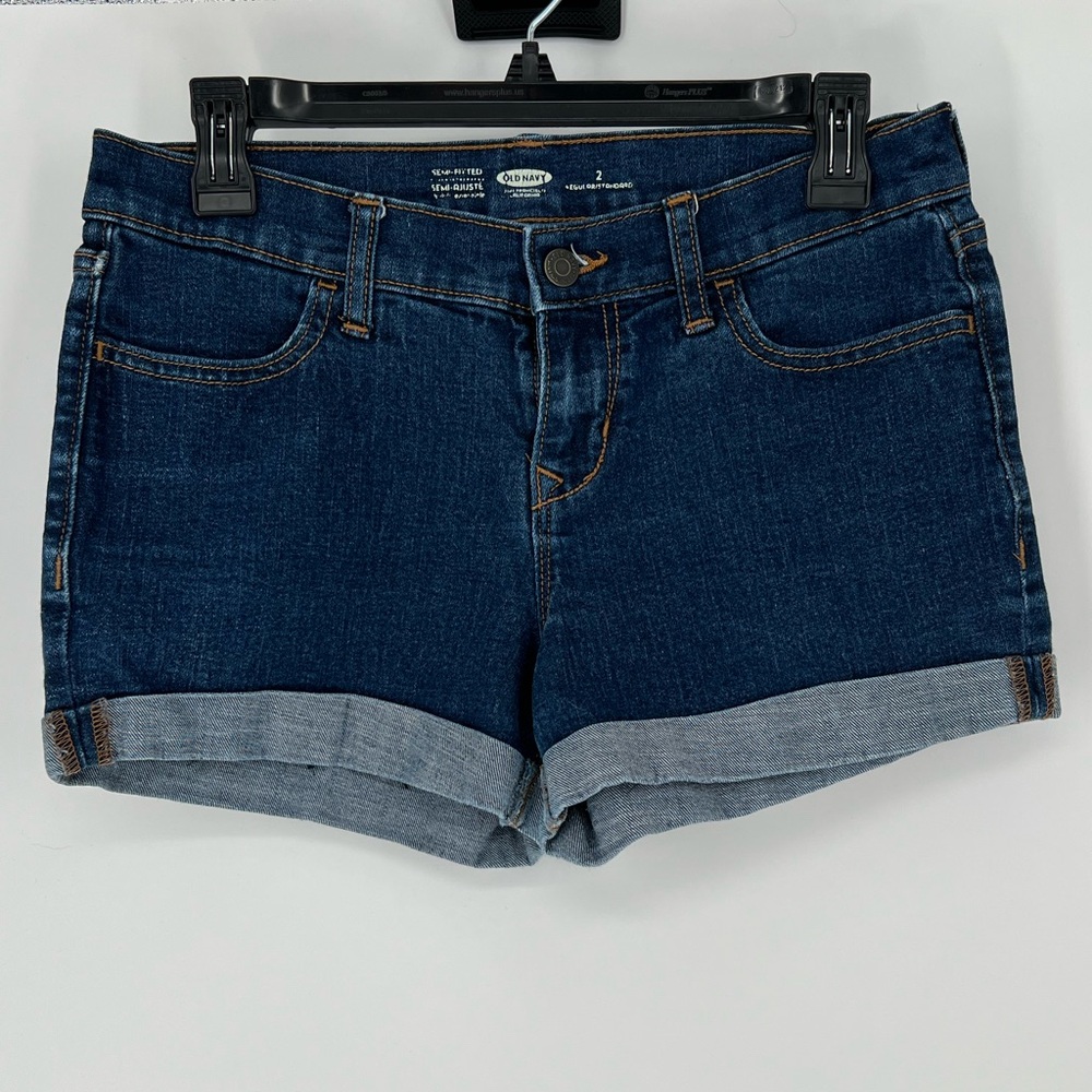 OLD NAVY SEMI/FITTED COTTON STRETCH DENIM SHORTS CUFFED HEM